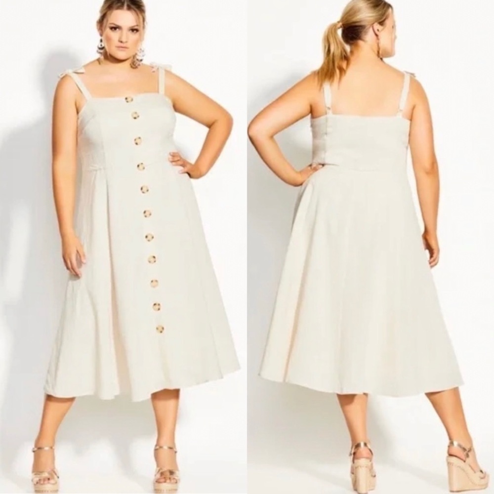 Elegant Cream Button-Down Dress